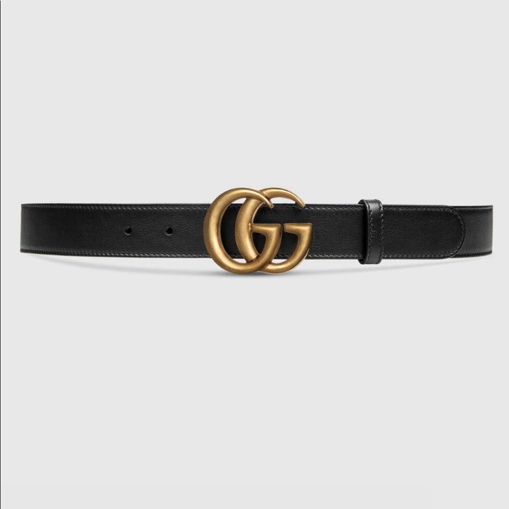 Womens leather Gucci belt double GG buckle